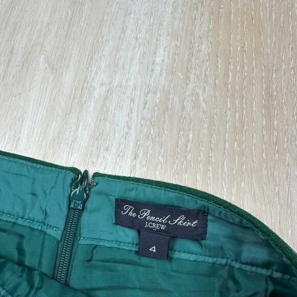 J Crew Solid Green Lined Double Serge Wool The Pencil Classic Career Skirt 4 - Picture 7 of 12